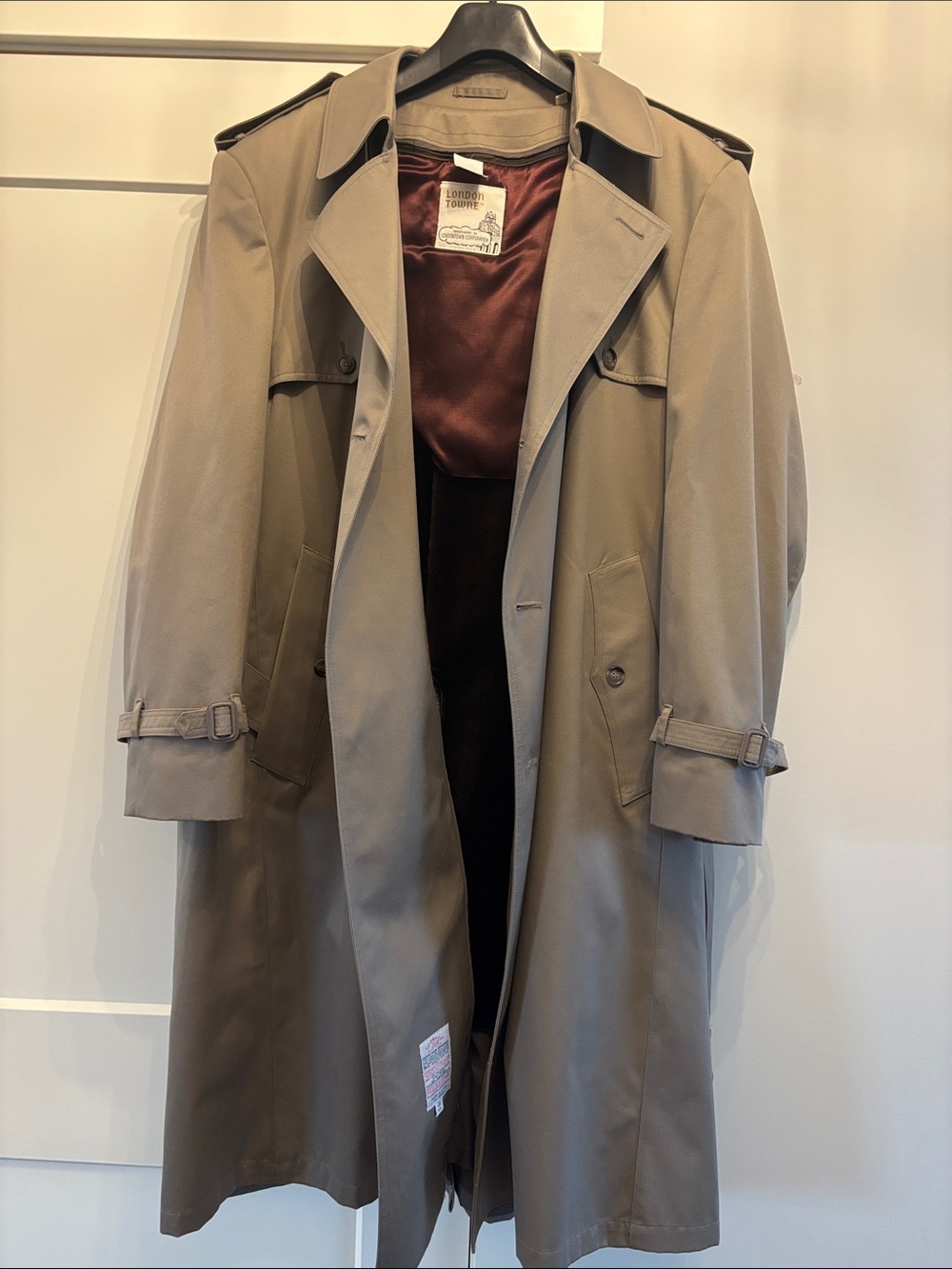 Men's Classic Trench Coat in Tan with Satin Lining